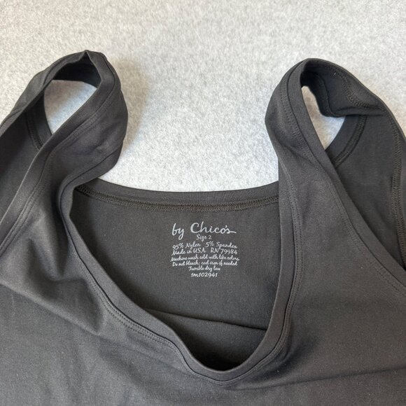 Chicos Black Sleeveless Tank Top Nylon Spandex Scoop Neck Basic Size 2 Large - Picture 9 of 12